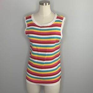 eesome Sleeveless Knit Sweater Top L Bright Stripe